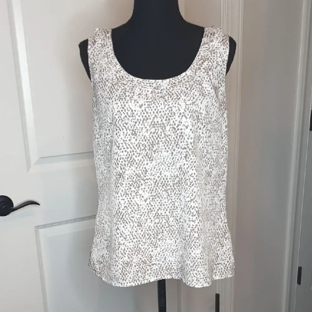 Merona Sleeveless White and Brown Tank Blouse